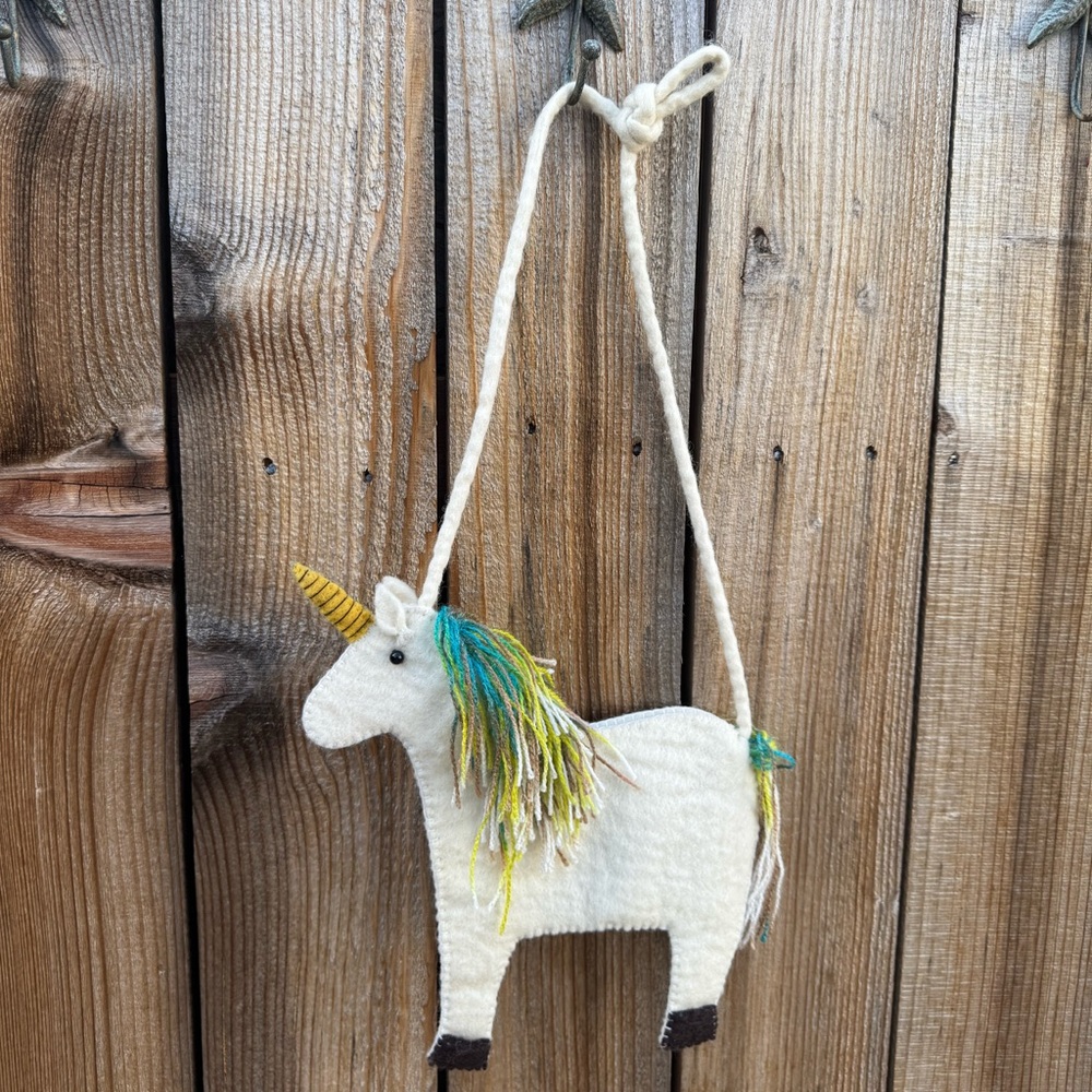 Unicorn wool purse small crossbody